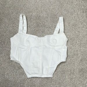 NWOT ZARA White Denim Crop Top in excellent condition